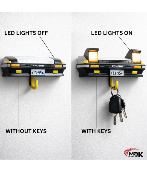 Vintage Car LED Key Holder – Wall-Mounted Key Organizer with Automatic Headlights (AE86 Edition)