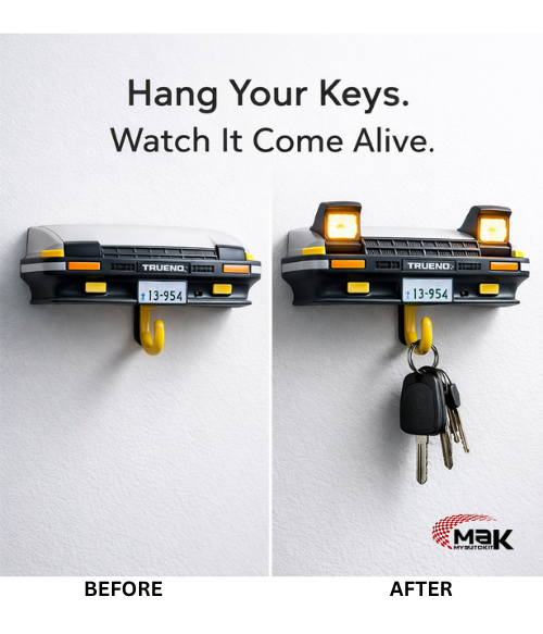 Vintage Car LED Key Holder – Wall-Mounted Key Organizer with Automatic Headlights (AE86 Edition)